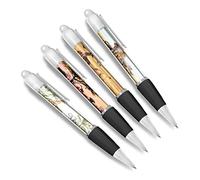 DV DESIGN Set of 4 Safari White Ballpoint Pens - Animals Giraffe Elephant Wild Africa Friends Boys Girls Men Women Theme Pen #79342