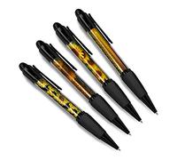 DV DESIGN Set of 4 Sunflower Black Ballpoint Pens - Floral Flowers Field Pattern Print Spring Friends Boys Girls Men Women Theme Pen #79356
