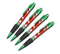 DV DESIGN Set of 4 Wales Green Ballpoint Pens - Welsh Flag UK GB Dragon Travel Holiday Hobby Boys Girls Men Women Theme Pen Black Ink Gift #56016