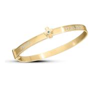 DV Dolce Valentina Baby Bangle, Cross and Birthstone Set, Baptism Bracelet, Sterling Silver or Gold Plated, 0-3 Years (December, Gold Plated)