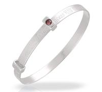 DV DOLCE VALENTINA Children's 925 Silver Baby Girl Bangle with Birthstone, Princess Bracelet for Baby Shower, Baptism, Christening or Birthday (0-1yrs)