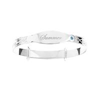 DV DOLCE VALENTINA Childrens Personalised 925 Sterling Silver Baby Boy Bangle - Boy Bracelet with Blue Cubic Zirconia for Baptism, Baby Shower (0-1 Year)