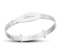 DV DOLCE VALENTINA Children's Personalised Silver Baby Bangle for boy and Girl, Unisex Bracelet from Mum, Grannie or Grandpa, Baptism, Keepsake for Baby Shower +5yrs