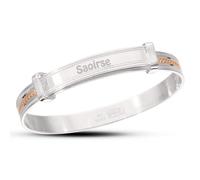 DV DOLCE VALENTINA: Children's Unisex Personalized Silver Bangle - Gold or Rose Gold Plated - Baptism, Christening, Baby Shower, Birthday Keepsake (0-3 Years)