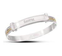 DV DOLCE VALENTINA: Children's Unisex Personalized Silver Bangle - Gold or Rose Gold Plated - Baptism, Christening, Baby Shower, Birthday Keepsake (0-3 Years)