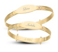 DV DOLCE VALENTINA Personalised Gold Plated Girlish Princess Bangle with nice pink stone, 925 sterling silver keepsake Bracelet for little princess (0-3yrs)