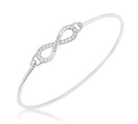 DV DOLCE VALENTINA Personalised Infinity Bangle for woman, Sterling Silver 925 Inifinity Bracelet with Cubic Zirconia