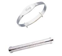 DV Dolce Valentina Personalised Sterling Silver Baby Bangle with Birth Certificate, Baby Shower, Birthday, Baptism Gift Set (Plain)