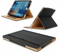 DV iPad 9.7 Inch 2017/2018 Smart Case Cover, Ultra Slim Lightweight Stand Case Shell with Translucent Back for Apple iPad 9.7 (Air, Air 2 2017, 2018) Auto Sleep&Wake (Leather Tan Black)