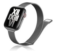 DV Milanese Strap Compatible with Apple Watch Straps 45mm 44mm 42mm Women Men, Magnetic Adjustable Band for iWatch Series 8 7 6 5 4 3 2 1 SE, Fashion Metal Strap for Smart iWatch (Charcoal)