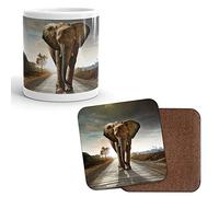 DV Mugs Ltd Mug & Coaster Set - African Elephant Africa Animal Wildlife Mum Aunty #8240 (Mug & Coaster)
