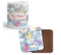 DV Mugs Ltd Mug & Coaster Set - Big Sister Pretty Unicorn Daughter Sibling Girls #8172 (Mug & Coaster)
