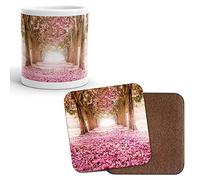 DV Mugs Ltd Mug & Coaster Set - Pretty Pink Blossom Trees Wedding Girlfriend Mum #8270 (Mug & Coaster)