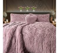 DV Premium Snuggle Scape Fleece Bedding Duvet Set Luxury Duvets Cover Super Soft Warm & Cosy Fluffy Fur Bedding Set (Blush Pink, Double)