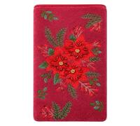DV Velvet Embroidered Glasses Case for Women - Magnetic Snap Closure - UK Designed - Robins, British Birds & Strawberry Patterns - Protective Padded Specs Pouch (Poinsettia)