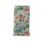 DV Velvet Embroidered Glasses Case for Women - Magnetic Snap Closure - UK Designed - Robins, British Birds & Strawberry Patterns - Protective Padded Specs Pouch (Feathered Floral)