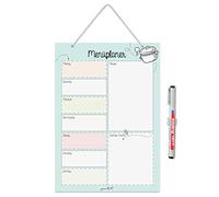 Dv891 Hanging Menu Planner in DIN A4 I Whiteboard Meal Planner for the Whole Week I Wipe Clean I Turquoise I with Hanger, Pen Holder and Pen