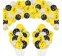Dvaorc Pack of 100 Happy Bee Day Balloons - Yellow Bee Theme Latex with Hornet and Confetti - Baby Shower and Party Kit