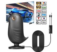 DVB-T & DVB-T2 Antennas with Amplifier Indoor, 4K UHD Full HD Indoor Antenna for TV, Long Range and 360° Reception, TV Antenna for All Transmitters, 360° Reception up to 650 km, Free Transmitter