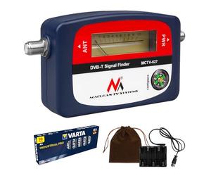 DVB-T/DVB-T2 TV Signal Meter with Compass and F Cable 25cm - Precise Installation Terrestrial Antenna, Portable, Powered by AA Batteries, Optimal Orientation