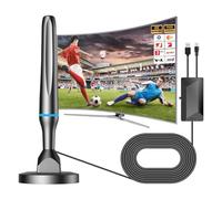 DVB-T2 Indoor Antenna with Amplifier - Long Range, 360° Reception & Strong Magnetic Base - Compatible with 4K/1080p & All TVs