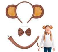 DvBCNMe Pack of 3 Monkey Costume, Monkey Costume, Monkey Ears, Gorilla Costume, Monkey Costume with Headband, Bow and Tail, for Carnival Party, Animal Costume, Cosplay, Monkey Costume