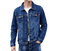 Dvbfufv Autumn Men's Denim Jackets Casual Street Outerwear Solid Color Single Breasted Turn Down Collar Denim Jacket