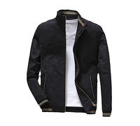 Dvbfufv Spring Autumn Men's Bomber Jackets Casual Male Windbreaker Stand Collar Jacket Mens Baseball Slim Coats Black M