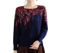 Dvbfufv Women's Print Sweaters Spring Soft V Neck Pullovers Female Casual Long Sleeve Jumper