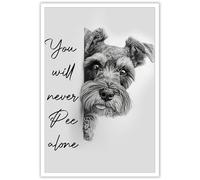 DVBOCS Black And White Bathroom Wall Art Miniature Schnauzer You Will Never Pee Alone Canvas Poster Print Funny Bathroom Signs Pictures Dog Lovers Room Ideas Wall Decor 12x16in Unframed