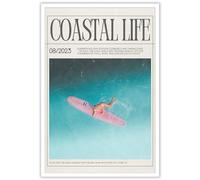 DVBOCS Coastal Cowgirl Beach Canvas Wall Art Magazine Cover Art Poster Preppy Art Surf Prints Cowgirl Aesthetic Trendy Newspaper Pictures of Beachy Scenes Wall Decor Teen Girl Room 16x24in Unframed