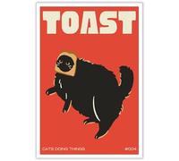 DVBOCS Funky Black Cat Canvas Wall Art Funny Cat Poster Cute Kitten Print Painting Cat Lover Gift Cat Doing Toast Wall Pink Decor Country Farmhouse Style Home Kitchen Dining Room 12x16in Unframed