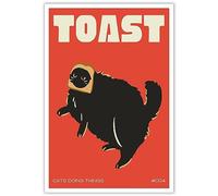 DVBOCS Funky Black Cat Canvas Wall Art Funny Cat Poster Cute Kitten Print Painting Cat Lover Gift Cat Doing Toast Wall Pink Decor Country Farmhouse Style Home Kitchen Dining Room 12x16in Unframed