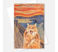 DVBOCS Funny Bathroom Cat Canvas Wall Art Scream Cat Poster Vintage Adorable Canvas Wall Decor Contemporary Orange Gallery Prints Painting Home Decor for Bedroom Living Room 12x16 in Unframed