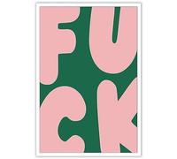 DVBOCS Funny Wall Decor-F*ck Colourful Wall Print Painting Funny Canvas Wall Art Pink Green Retro Poster Quotes & Sayings For Bedroom Living Room Bathroom Decor 12x16in Unframed