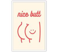 DVBOCS Nice Butt Canvas Wall Art Funny Toilet Retro Bathroom Smiley Face Poster Mid-Century Modern Pink Funny Color Aesthetics Print Painting Gallery Wall Decor Bathroom Pictures 16x24in Unframed