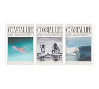 DVBOCS Retro Coastal Life Newspaper Poster Vintage 3 Set Beach Canvas Wall Art Preppy Art Surf Prints Cowgirl Aesthetic Trendy Pictures of Beachy Scenes Wall Decor Teen Girl Room 24x36in Unframed