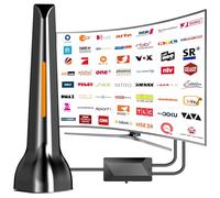 DVBt-T/DVB-T2 Antenna, DVBT2 Antennas with Amplifier Long Range and 360° Reception, Indoor Antenna for TVs with Strong Magnetic Base, Supports 4K 1080P - All TVs DAB/UHF/VHF