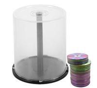 DVD Cake Box - Empty DVD Container Box | Empty Bucket Boxes With Black Spindle, Transparent Lid, With Black Spool, Capacity Up To 100 Discs, Clear Organizer Holder,