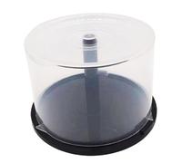 DVD Cake Box - Transparent Disc Storage Tower, Spindle Based Media Container, Fifty Piece Optical Disc Organizer Capacity, Round Archive Bucket