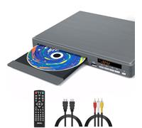 DVD Player for TV, 2025 Region Free DVD Player HDMI, 1080P Upscaling, USB Input, Coaxial Output, HDMI/RCA Output Cable Included, Breakpoint Memory, Built-in PAL/NTSC, CD Player for Home (Elegant Gray)