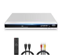 DVD Player for TV, Region-Free DVD CD Player with HDMI RCA Output USB Input, Plays All Regions and Multi-Format, 1080P HD DVD Player for Family Movies, Built-in PAL NTSC (Model168 Non Blueray, White)