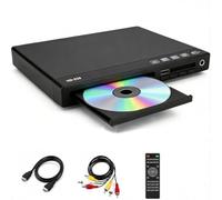 DVD Player for TV with HDMI and AV Output, Multi Region Free Player Supports CD DVD±R/RW USB Playback, 1080p Upscaling for Smart TV Home Use with Remote Control