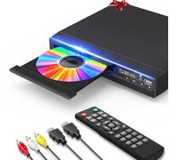 DVD Player, HDMI Region Free DVD Players for Smart TV, 1080P Upscaling, USB Input, HDMI/RCA Output Cable Included, Breakpoint Memory, Built-in PAL/NTSC, CD Players for Home