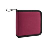 DVD Storage Case Portable Zipper DVD CD Holder 40pcs Capacity Storage Pouch Bag Double-side Sleeve Case Wallet Album Carrying For home media library(Red)