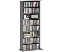 DVD Storage Tower 16 Compartment Grey Particleboard 124.5x24x58cm Slim Holds720