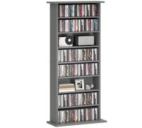 DVD Storage Tower 16 Compartment Grey Particleboard 124.5x24x58cm Slim Holds720