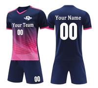 DVDKOLA Kids Boys Football Shirt Personalized Children Soccer Jersery T-Shirt Sports Outfit for Kids Adult Sapphire Blue