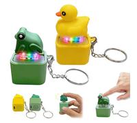 DVDVBOOM 2Pcs Frog Croaking Fidget Toy, Quacking Duck Fidget Toys with Lights and Sounds, Funny Clicker Ducks Frog Toys for Stress Anxiety Relief Lizard Keychain Keyring for Adult