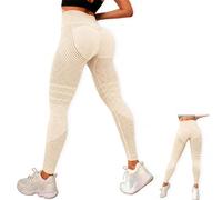 DVDVBOOM 3D Compression Leggings Women, High Waist Anti Cellulite Leggings, Workout Bum Scrunch Butt Lift Leggings, Gym Trousers Womens (UK, Alpha, M, Regular, Regular, Khaki)